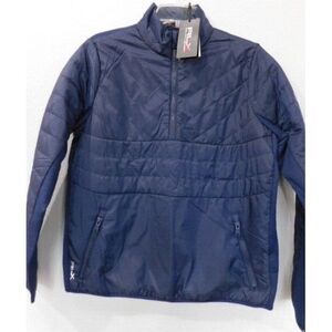 NWT RLX Ralph Lauren Womens Navy Quilted Panel Hybrid pullover Jacket size Small